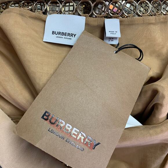 BURBERRY Size 0 Gold Beige Viscose Blend Disco Embellishment Mermaid Skirt - Picture 5 of 6